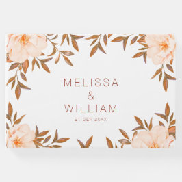 Livro De Visitas Guestbook de Casamento de Marfim Floral Watercolor