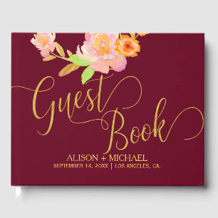 Livro De Visitas Guestbook de casamento de outono Dourado