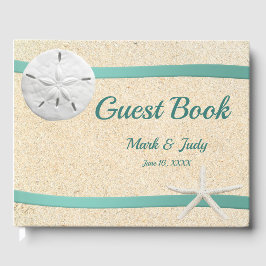 Livro De Visitas Guestbook de Casamento de Praia do Dólar de areia