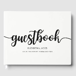 Livro De Visitas Guestbook de Casamento de Script Manuscrito Modern