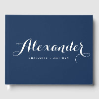Guestbook de Casamento de Script Moderno marinho A