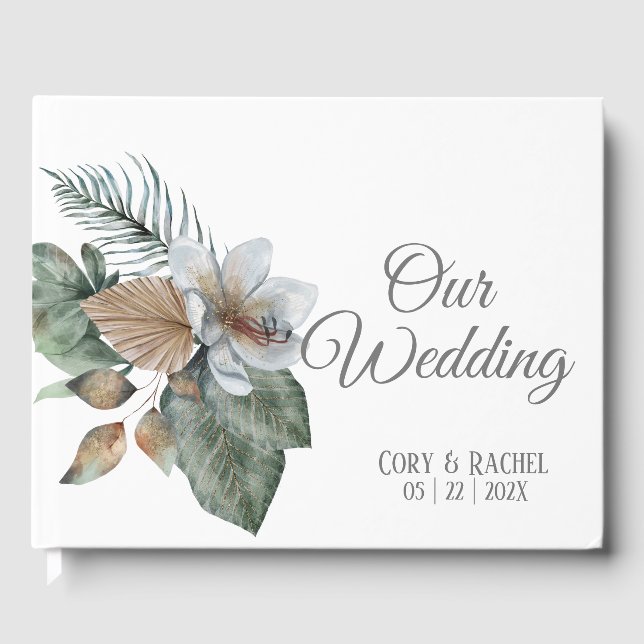 Livro De Visitas Guestbook de Casamento do Buquê de Tonalidade boni (Frente)