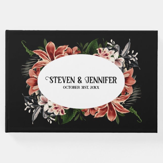 Livro De Visitas Guestbook de Casamento Escuro e Moody (Frente)