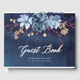 Livro De Visitas Guestbook de Casamento Floral do Chalkboard do mar