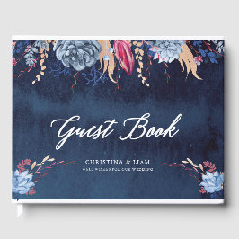 Livro De Visitas Guestbook de Casamento Floral do Chalkboard do mar