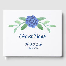 Guestbook de Casamento Foliar Floral Verde Azul