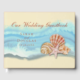Livro De Visitas Guestbook de Casamento Onda do Oceano Azul