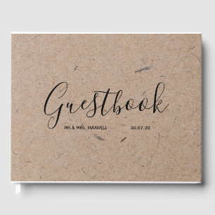 Livro De Visitas Guestbook de Casamento Rustic Kraft Paper Chic