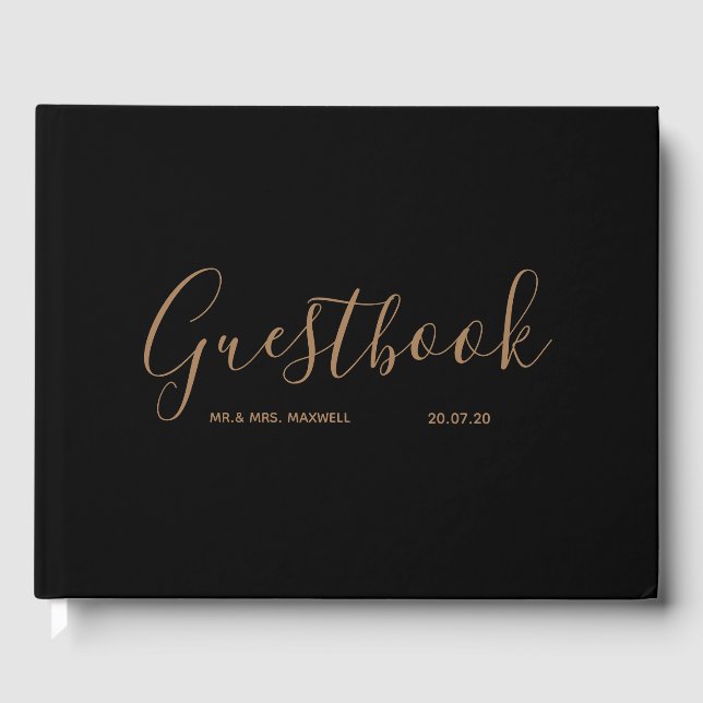 Livro De Visitas Guestbook de Casamento Simples | Elegante Mínimo d (Frente)
