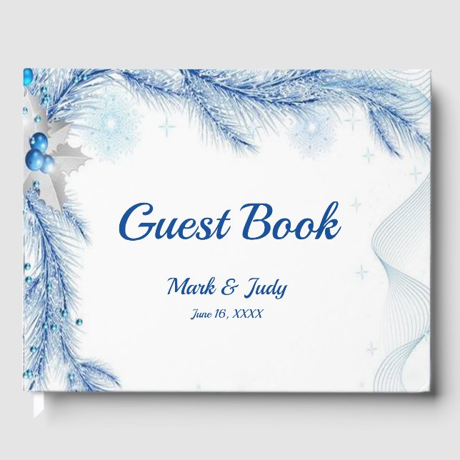 Livro De Visitas Guestbook de natal Blue Pine Winter (Frente)