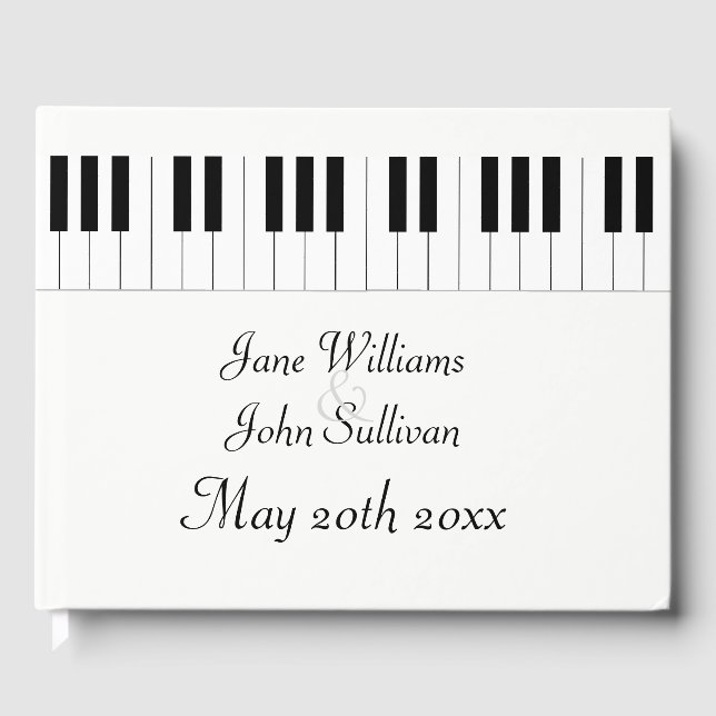 Livro De Visitas Guestbook de Piano Keyboard Themed Weding (Frente)