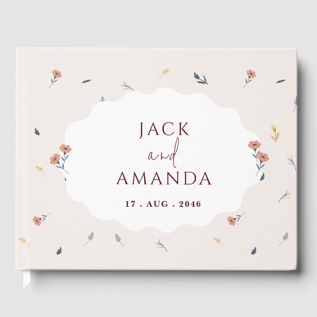 Livro De Visitas Guestbook de Primavera Floral de Joyful (Frente)