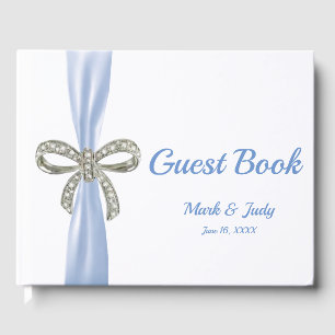 Livro De Visitas Guestbook do casamento do arco do diamante da fita