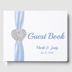 Livro De Visitas Guestbook do casamento do coração do diamante do