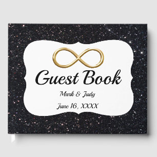 Livro De Visitas Guestbook Dourado da infinidade do brilho preto