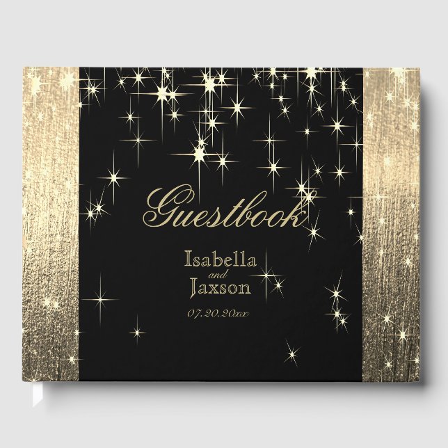 Livro De Visitas Guestbook Elegante Black e Dourado (Frente)
