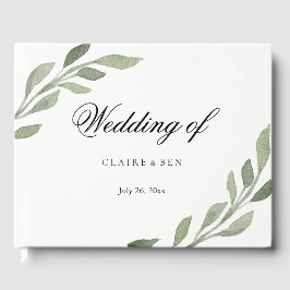 Livro De Visitas Guestbook Elegante Greenery Leaf Wedding