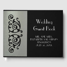 Guestbook Elegante Silver e Casamento Negro