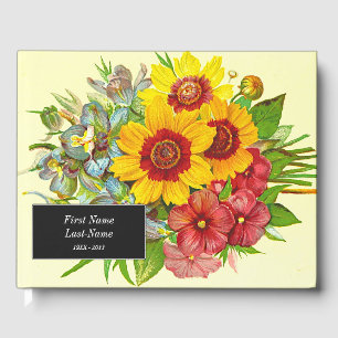 Livro De Visitas Guestbook fúnebre floral da relembrança do estil
