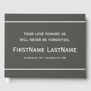 Livro De Visitas Guestbook fúnebre Subdued & conservador