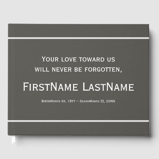 Livro De Visitas Guestbook Funeral Subjugado e Conservador (Frente)