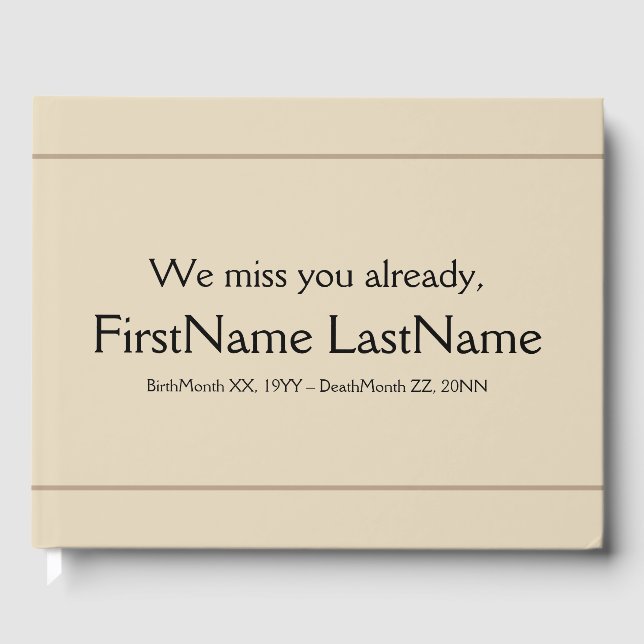 Livro De Visitas Guestbook Funeral Subjugado e Personalizado (Frente)
