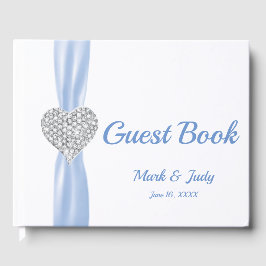 Livro De Visitas Guestbook Ice Blue Diamond Heart