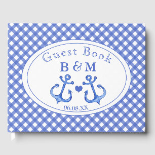 Livro De Visitas Guestbook náutico do monograma do guingão do