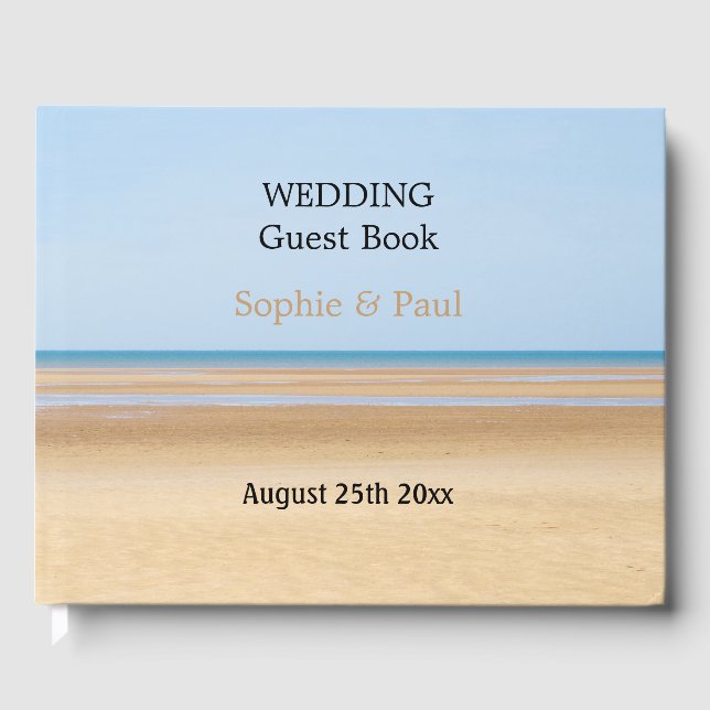 Livro De Visitas Guestbook Personalizado de Casamento de Praia (Frente)