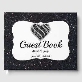 Livro De Visitas Guestbook Preto-Brilhante E Branco