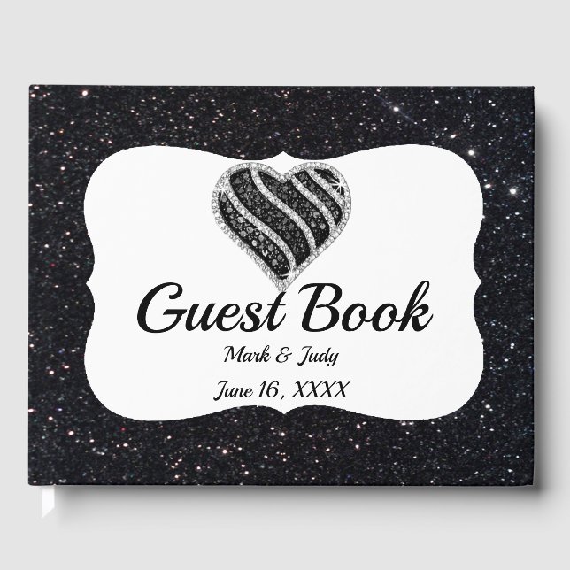 Livro De Visitas Guestbook Preto-Brilhante E Branco (Frente)