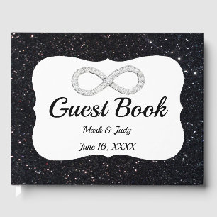 Livro De Visitas Guestbook preto da infinidade do diamante do