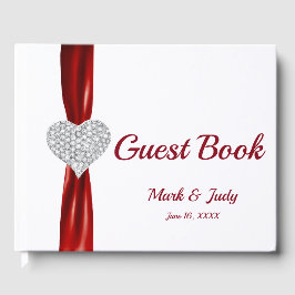 Livro De Visitas Guestbook Red Diamond Heart