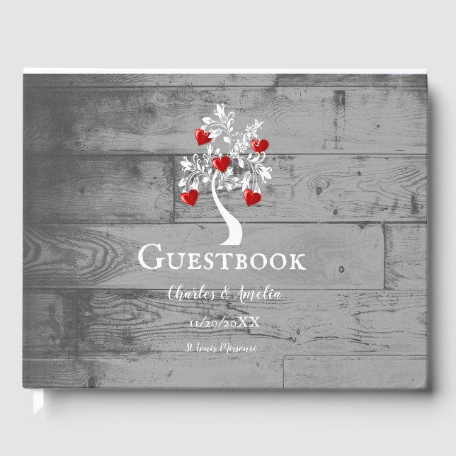 Livro De Visitas Guestbook Red Tree of Hearding (Frente)