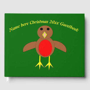 Livro De Visitas Guestbook Robin Personalizado de Natal