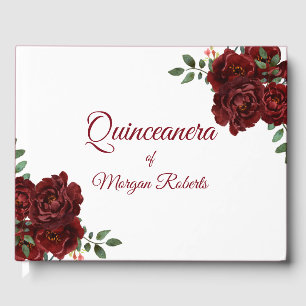 Livro De Visitas Guestbook romântico de Quinceanera da rosa