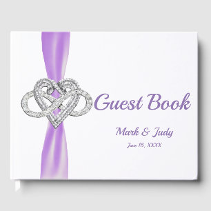Livro De Visitas Guestbook roxo do casamento do coração da