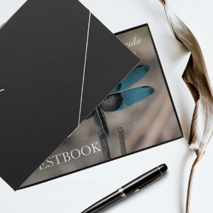 Livro De Visitas Guestbook Rustic Blue Dragonfly