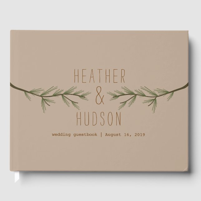 Livro De Visitas Guestbook Rustic Evergreen Branches (Frente)