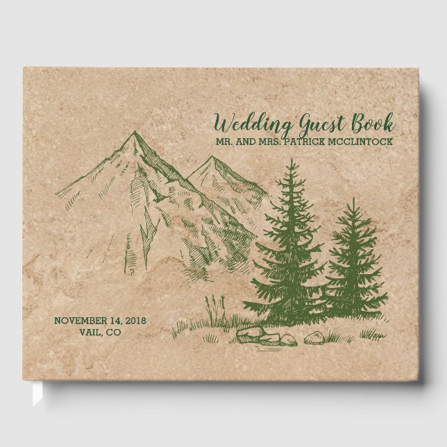 Livro De Visitas Guestbook Rustic Mountain Range (Frente)