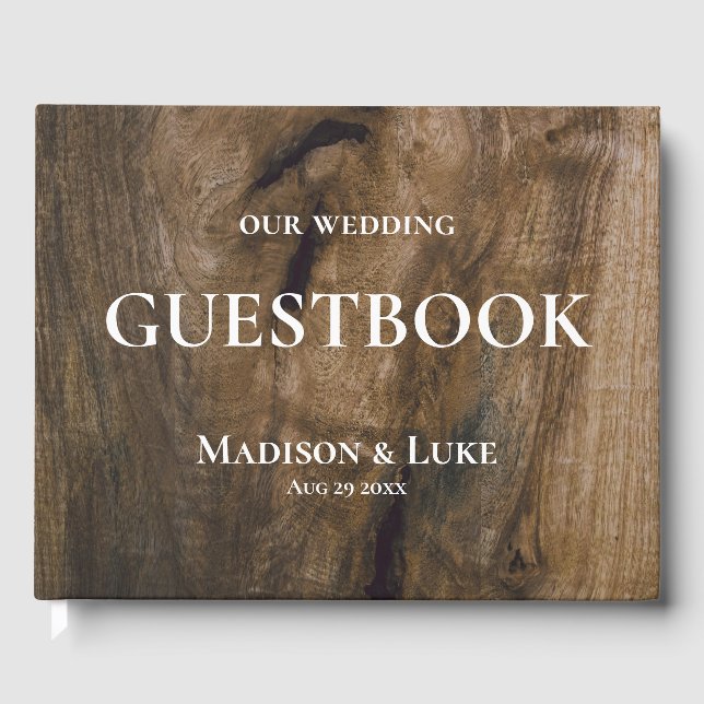 Livro De Visitas Guestbook Rustic Wood Custom Wedding (Frente)