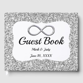 Livro De Visitas Guestbook Silver Glitter Infinity Weding