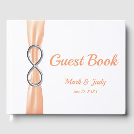 Livro De Visitas Guestbook Silver Infinity Orange Ribbon