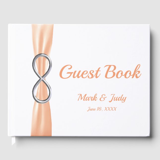 Livro De Visitas Guestbook Silver Infinity Orange Ribbon (Frente)
