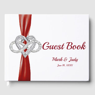 Livro De Visitas Guestbook vermelho do casamento do coração da