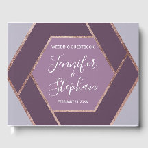 Guestbook Violet Lilac Purple Rosa Dourado Hexagon