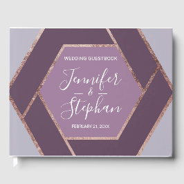 Livro De Visitas Guestbook Violet Lilac Purple Rosa Dourado Hexagon