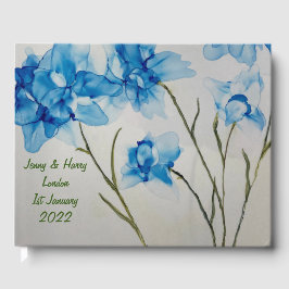 Livro De Visitas Guestbook Wedding Blue Flowers 