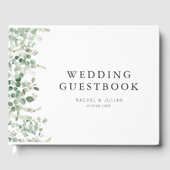 Livro De Visitas guia de casamento de aquarela verde (Frente)