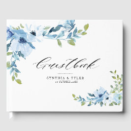 Livro De Visitas guia de casamento floral azul-claro